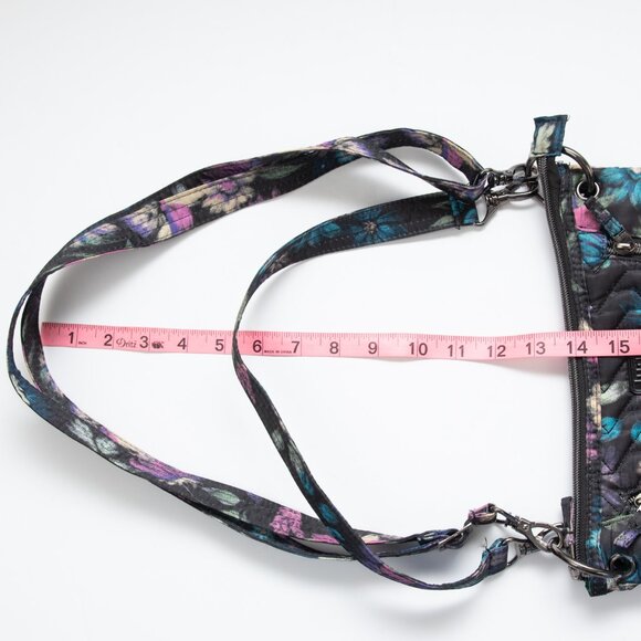 Lug Swivel Crossbody Purse Convertible Bag Pockets Floral Multicolor Black - Picture 12 of 14